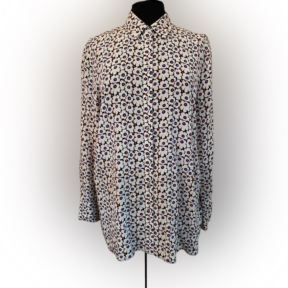 Marimekko Silk Blouse Minea Pikkuinen Unikko Floral Pattern